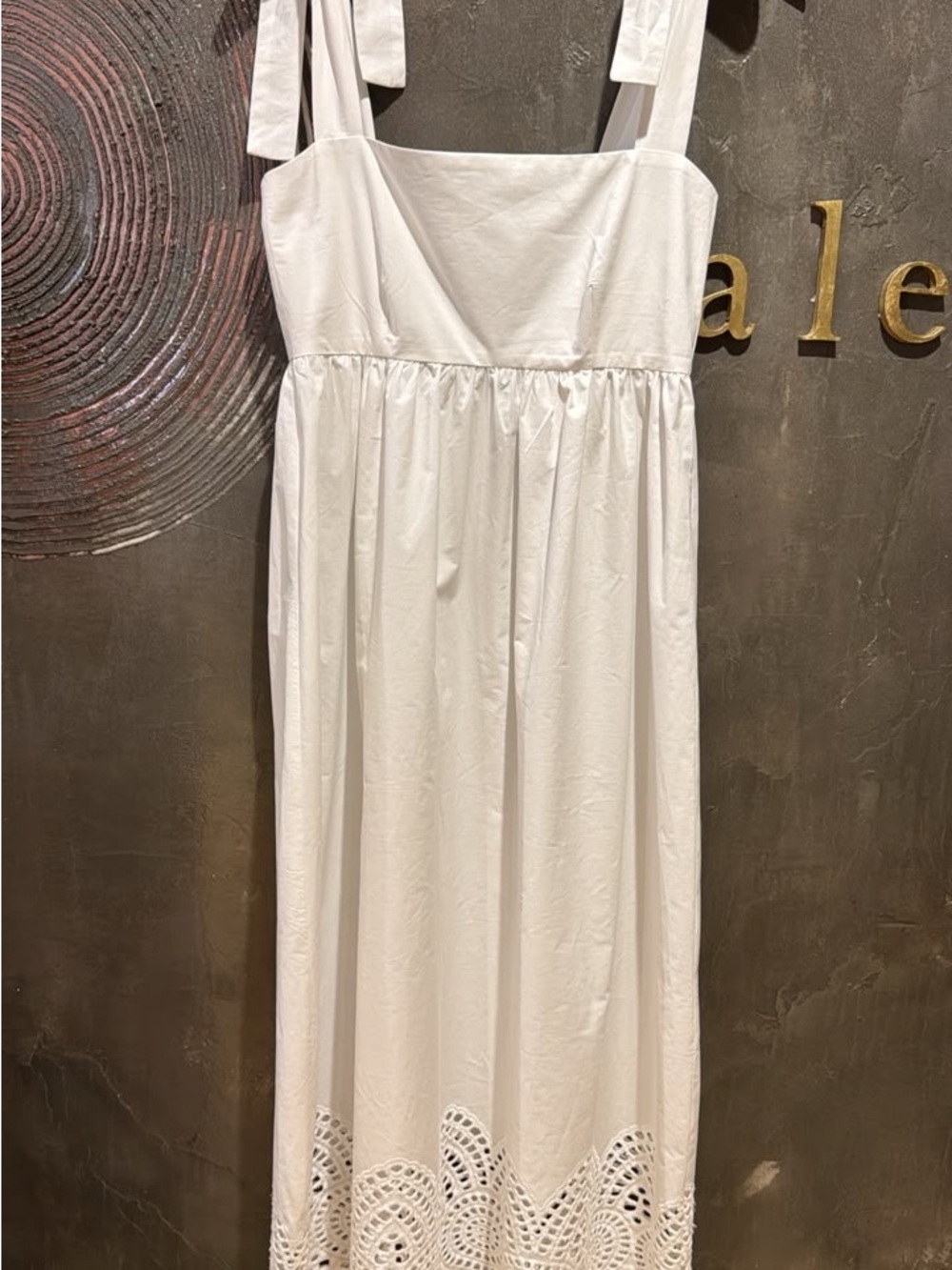 Day Birger et Mikkelsen White Eyelet-Hem Midi Dress with Tie Straps size US 6 - Picture 4 of 6